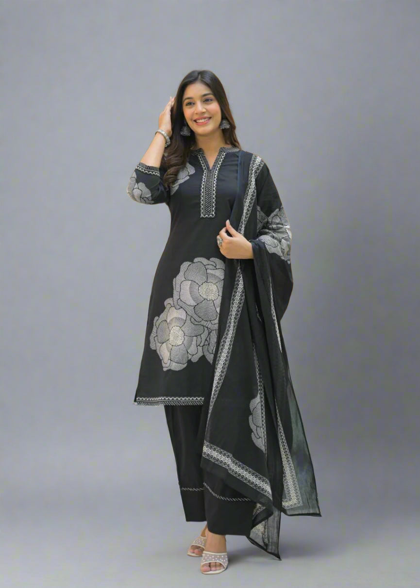 Rooh Jahan Black Kurti Set with Dupatta