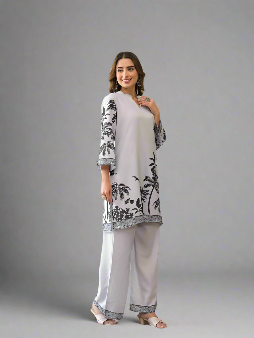 Rooh Jahan Grey Co-ord Set- Set of Two