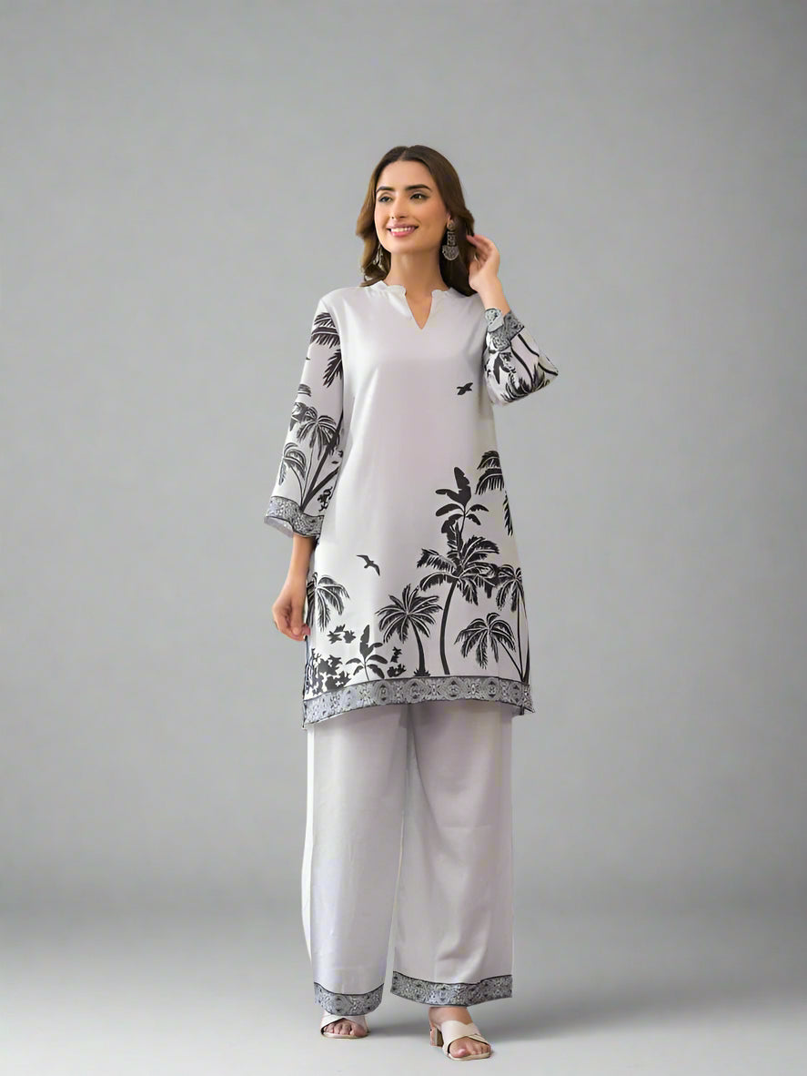 Rooh Jahan Grey Co-ord Set- Set of Two
