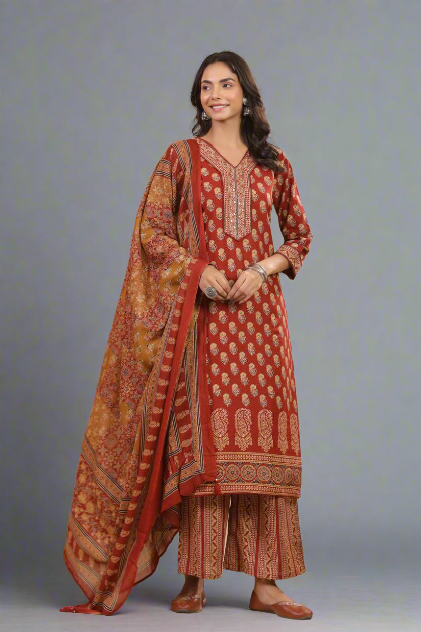 Rooh Sultana Maroon Kurti Set with Dupatta
