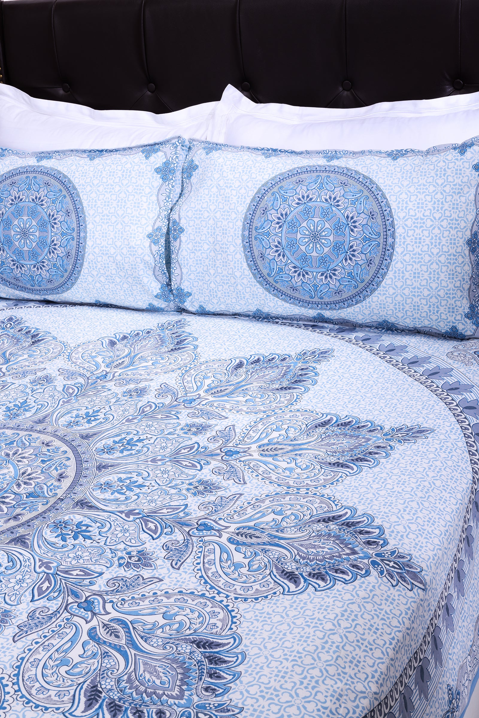 Royal Mandala Blue Cotton Bedsheet - shahenazindia