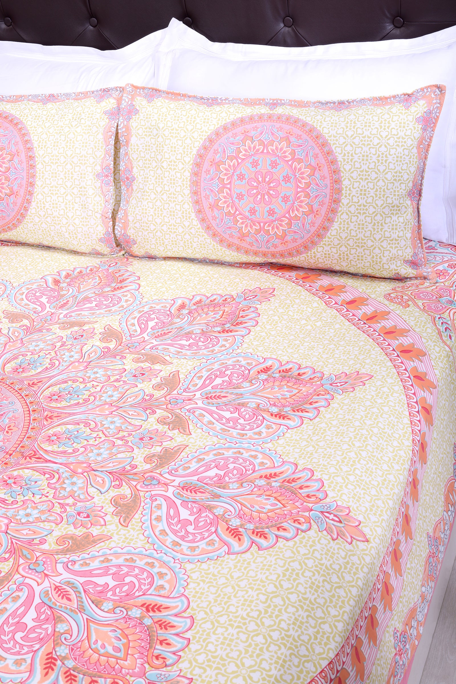 Royal Mandala Pink Cotton Bedsheet - shahenazindia