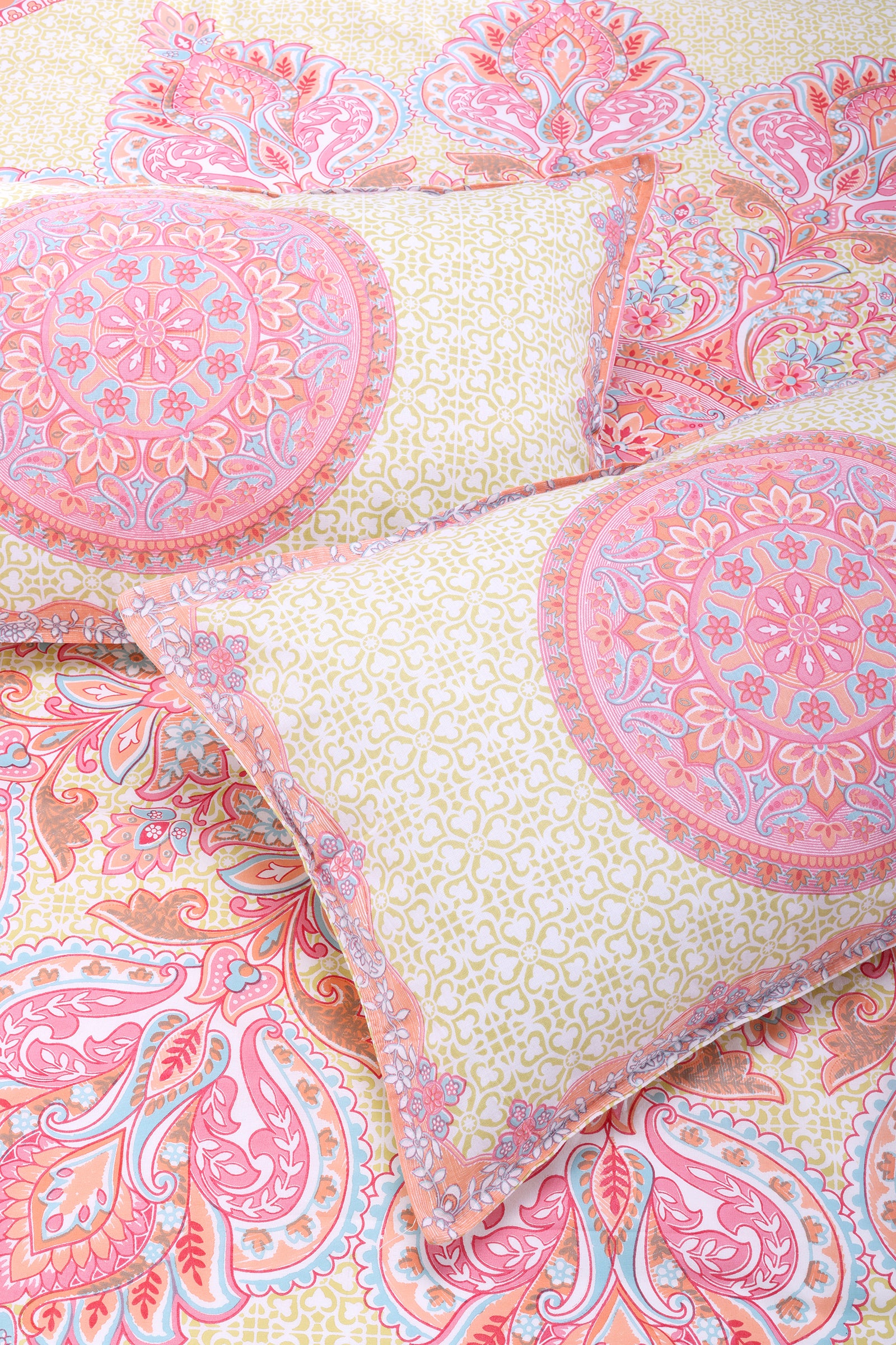 Royal Mandala Pink Cotton Bedsheet - shahenazindia