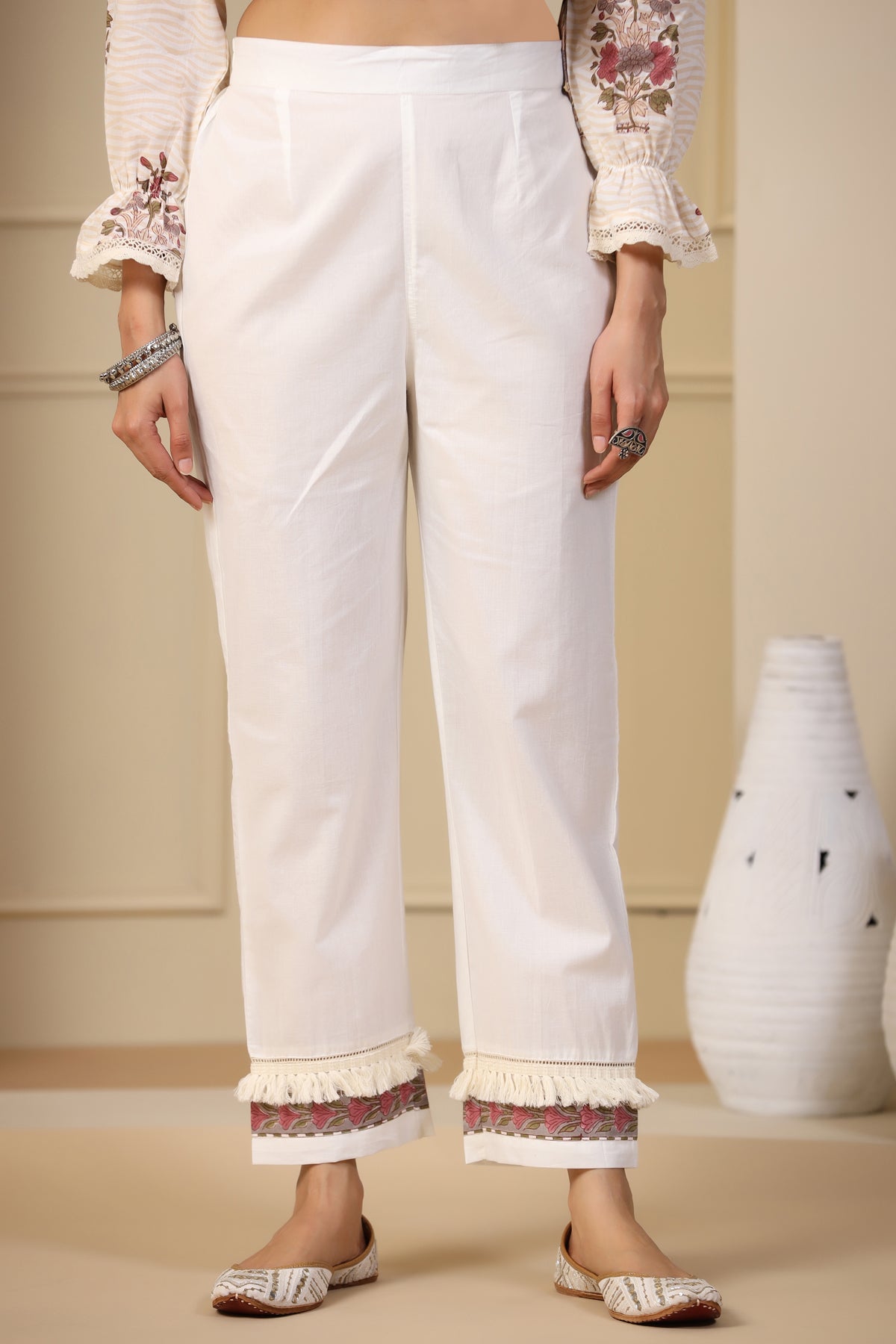 Firdous Zohra Relaxed Fit Cotton Pants - shahenazindia