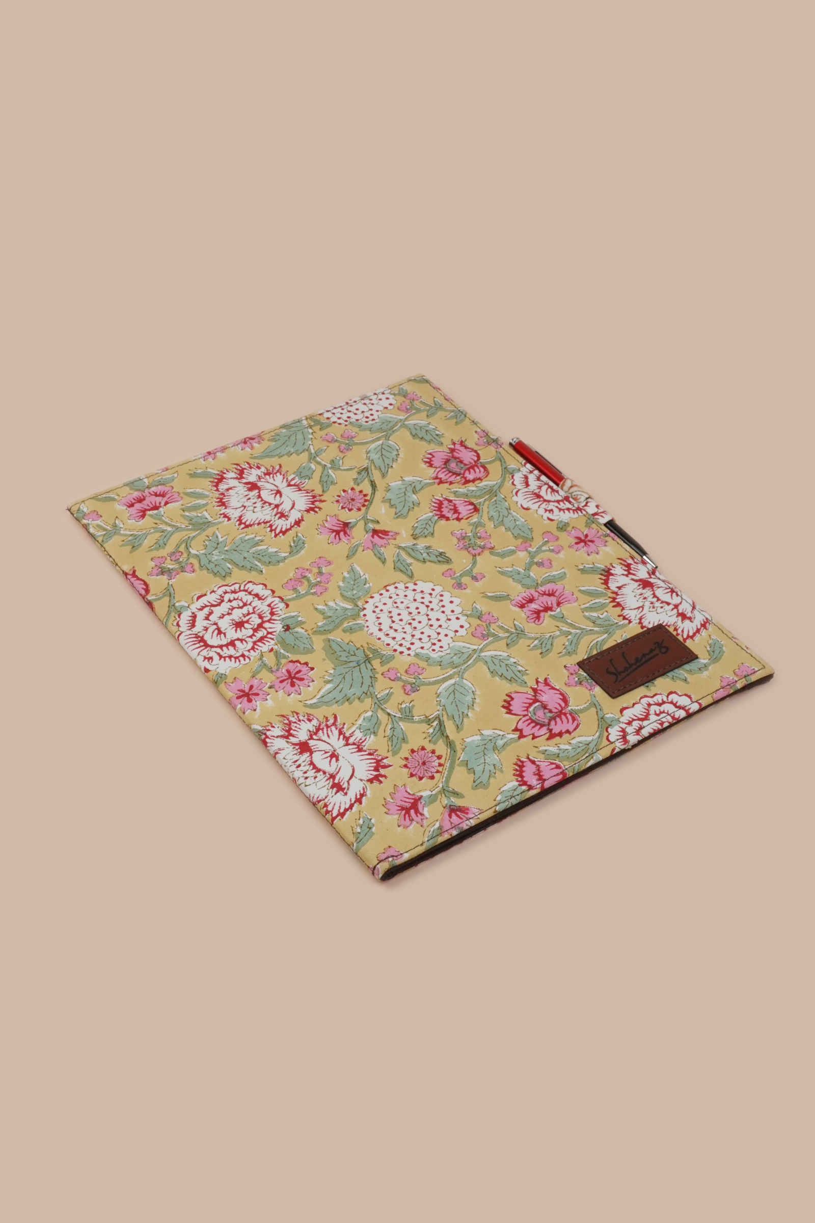 Amalfi Meadows Hand Block Printed Yellow File Folder