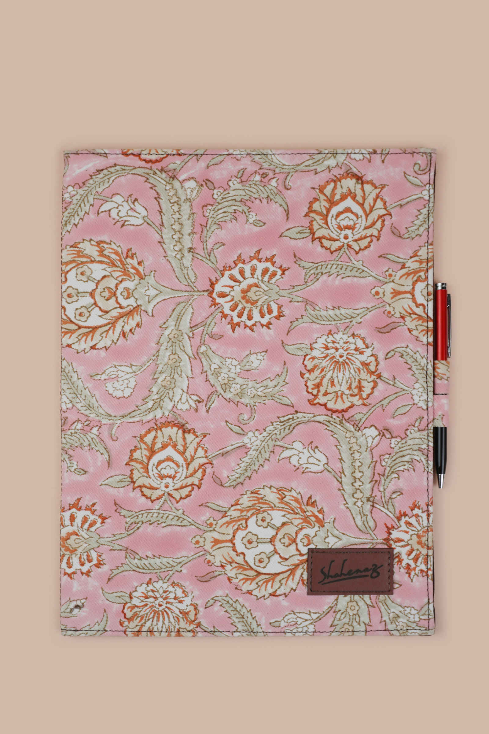 Blush Paradise Hand Block Printed Pink File Folder