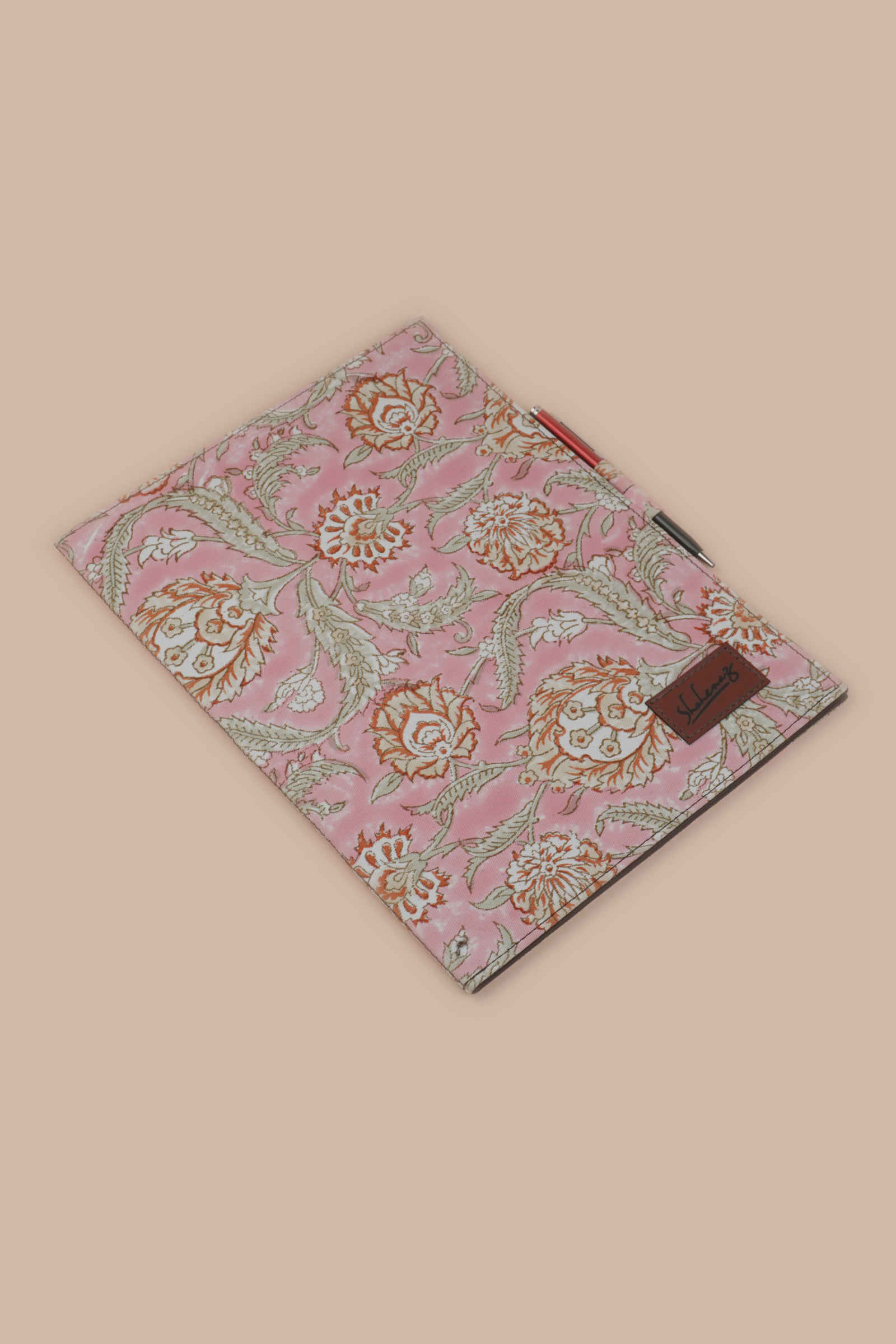 Blush Paradise Hand Block Printed Pink File Folder