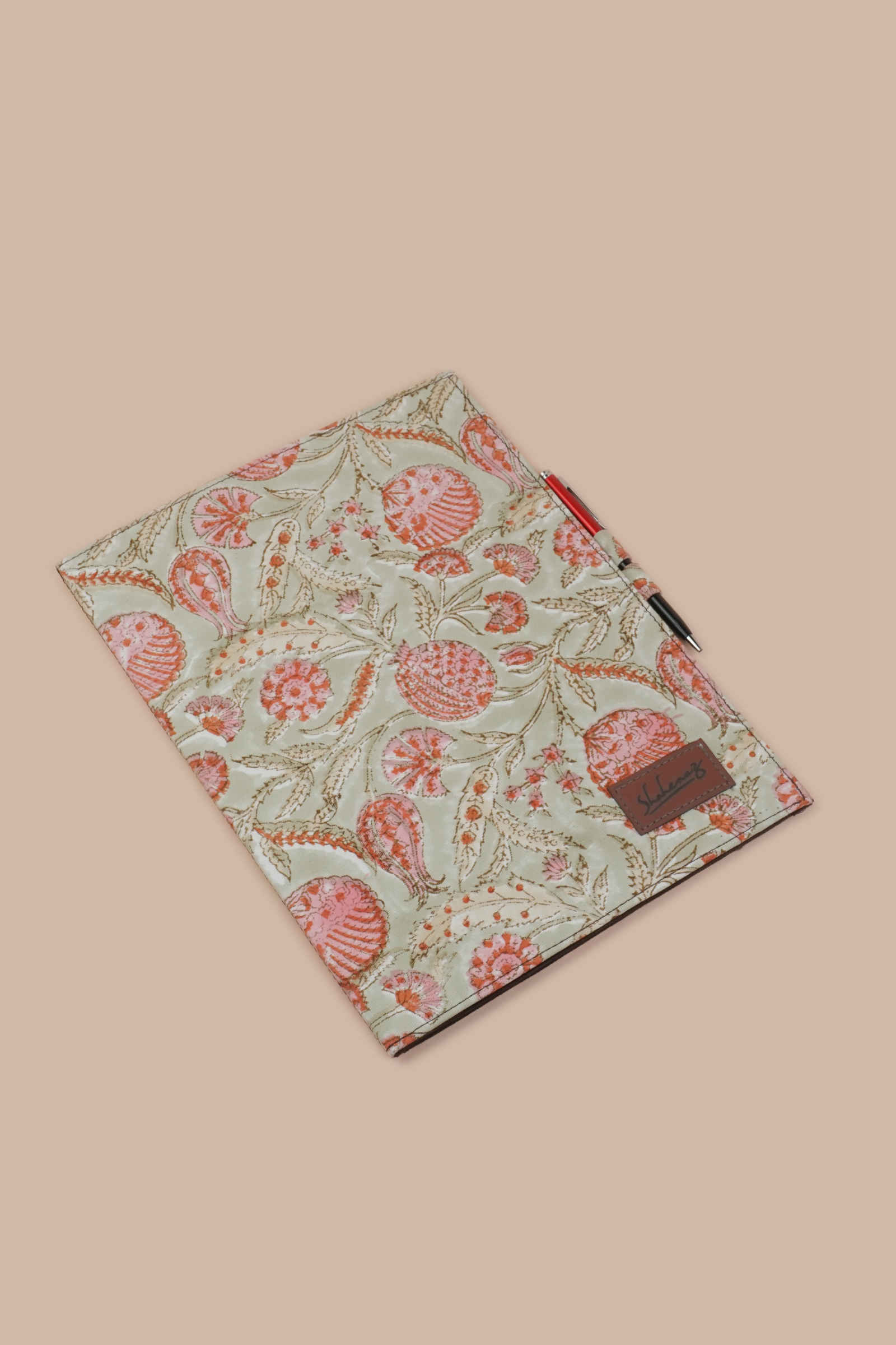 Peruvian Pomegranate Hand Block Printed Pink File Folder