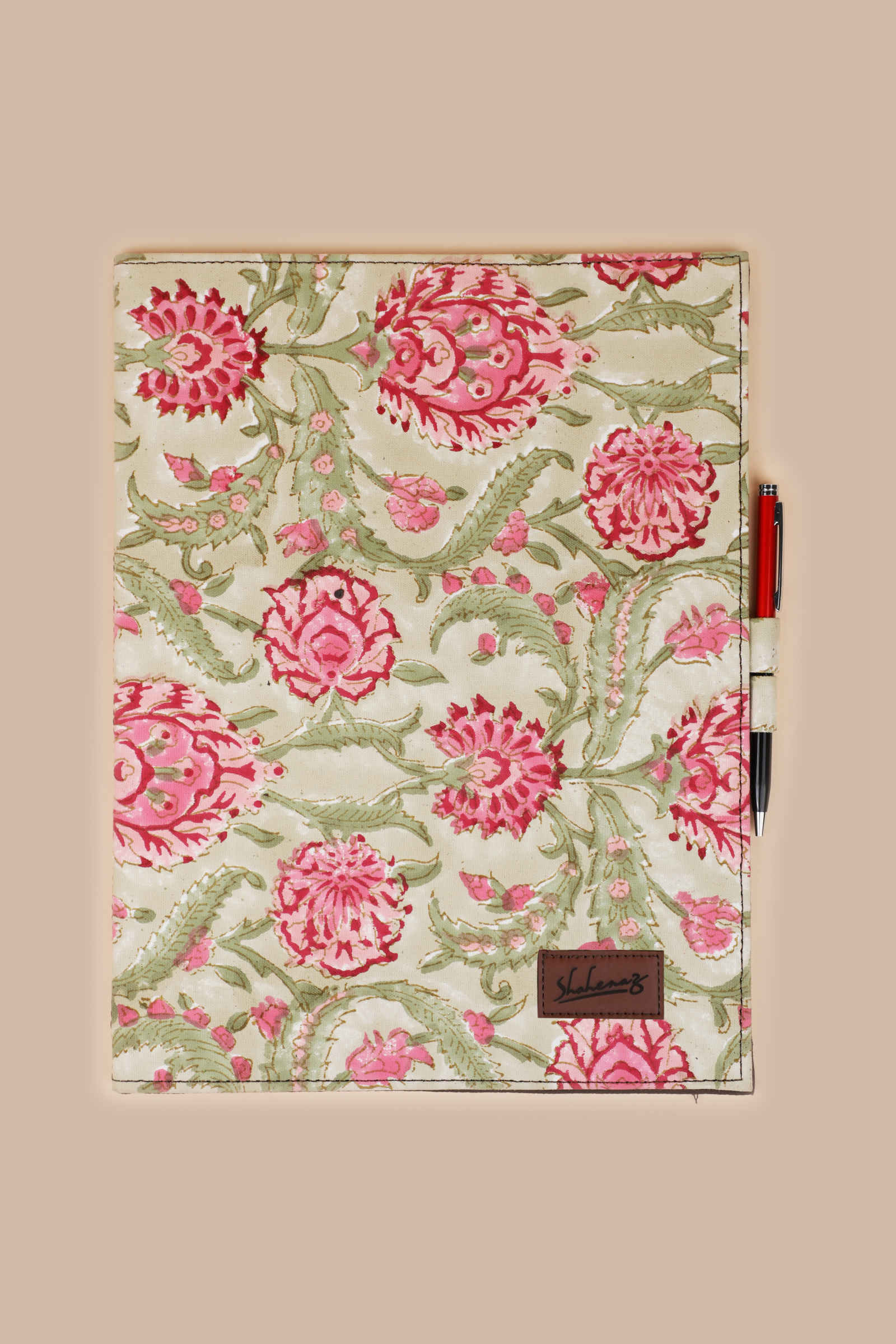 Geneva Garden Hand Block Printed Olive File Folder