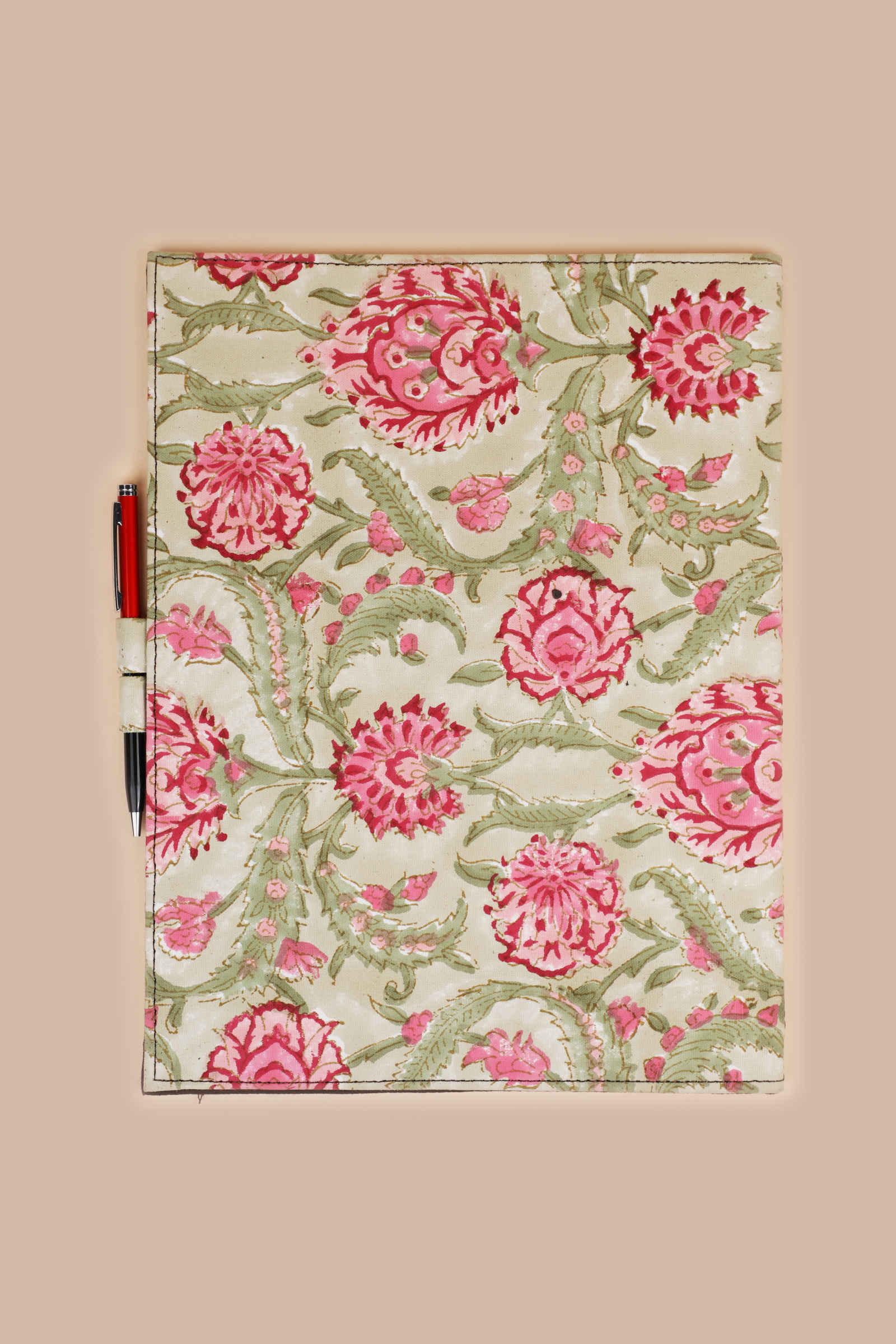 Geneva Garden Hand Block Printed Olive File Folder