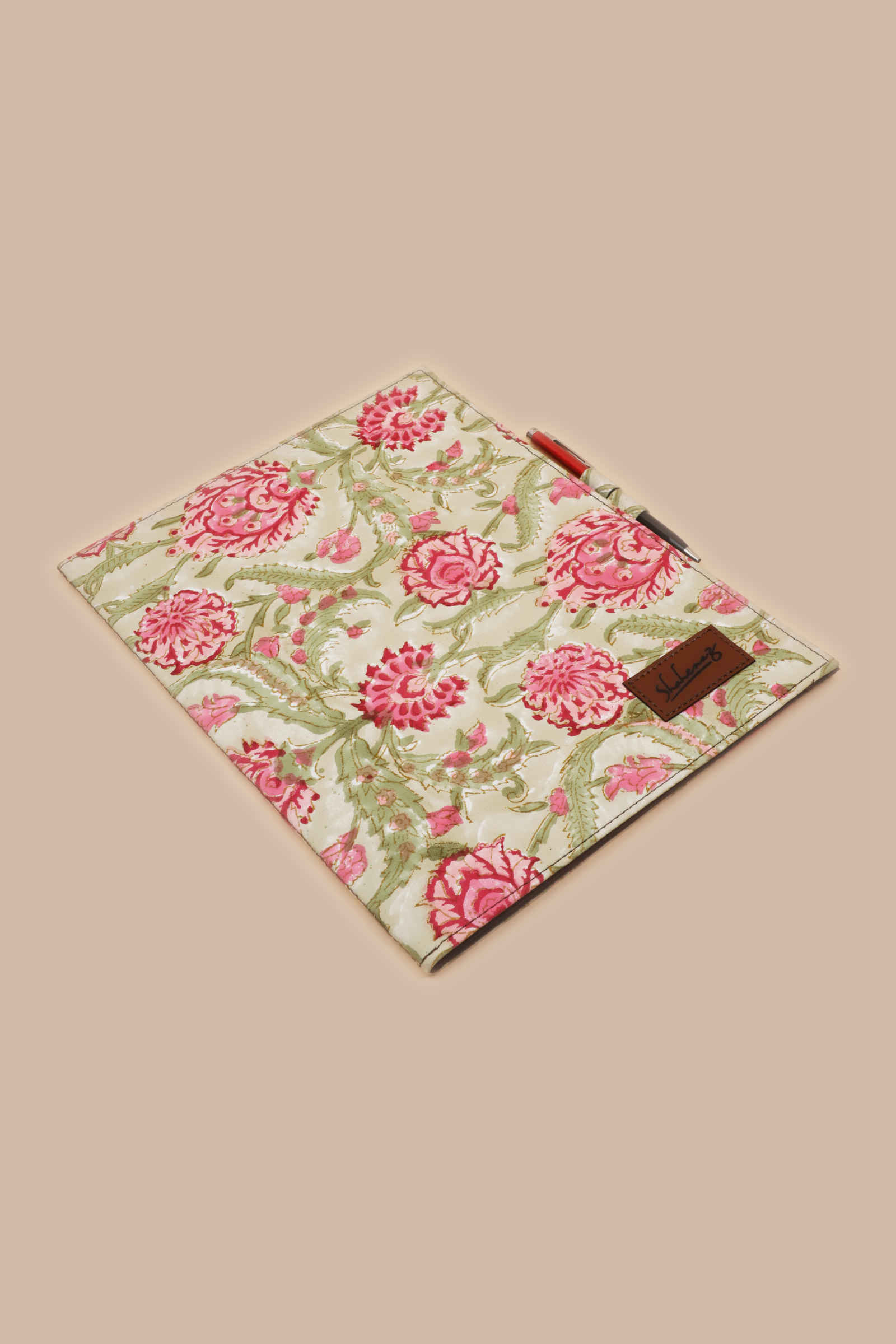 Geneva Garden Hand Block Printed Olive File Folder