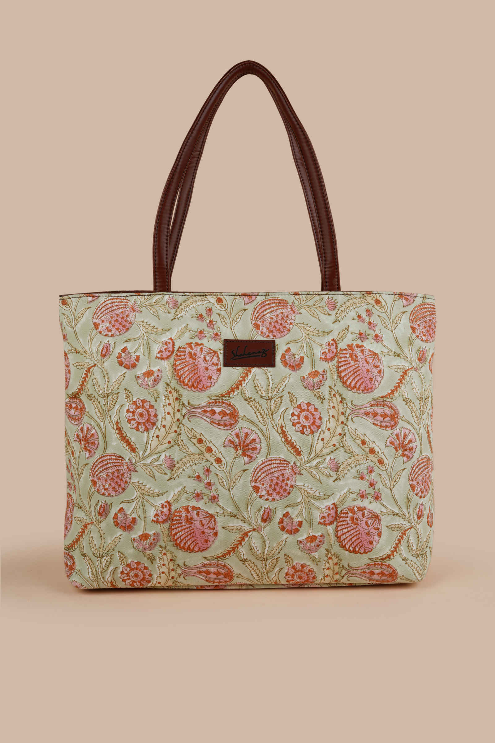 Peruvian Pomegranate Hand Block Printed Pink Classic Tote Bag Shahenaz