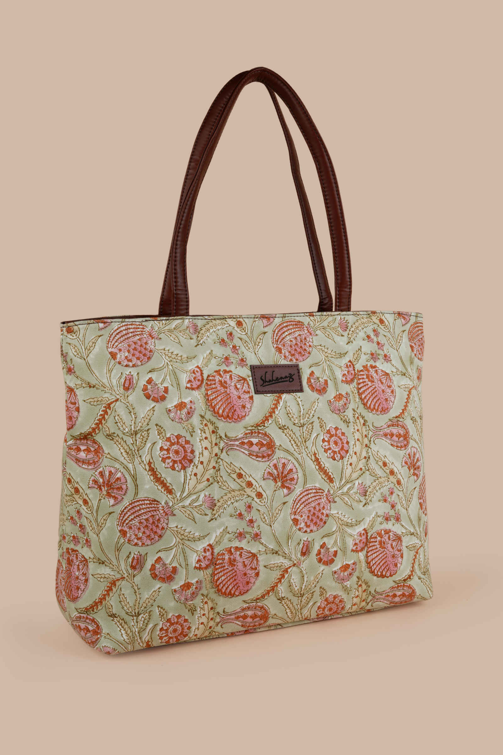 Peruvian Pomegranate Hand Block Printed Pink Classic Tote Bag Shahenaz