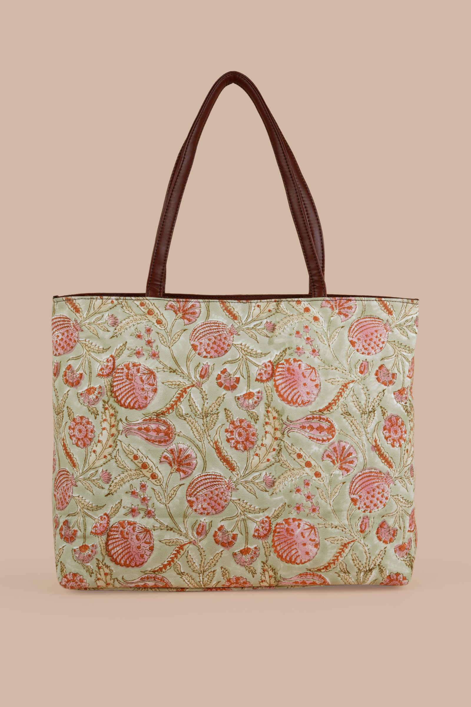 Peruvian Pomegranate Hand Block Printed Pink Classic Tote Bag Shahenaz