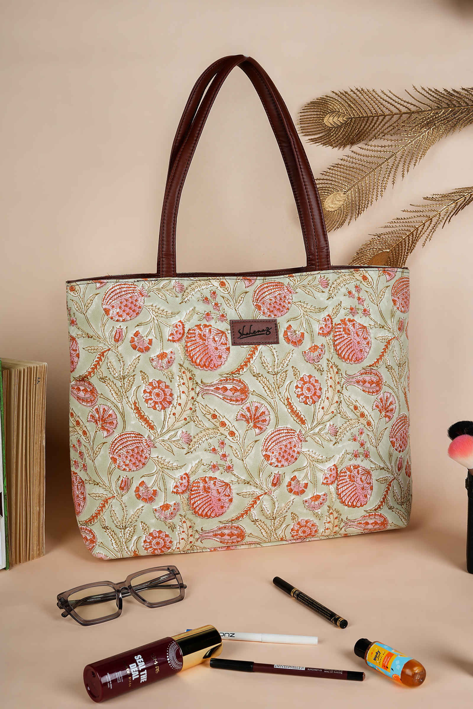 Peruvian Pomegranate Hand Block Printed Pink Classic Tote Bag Shahenaz