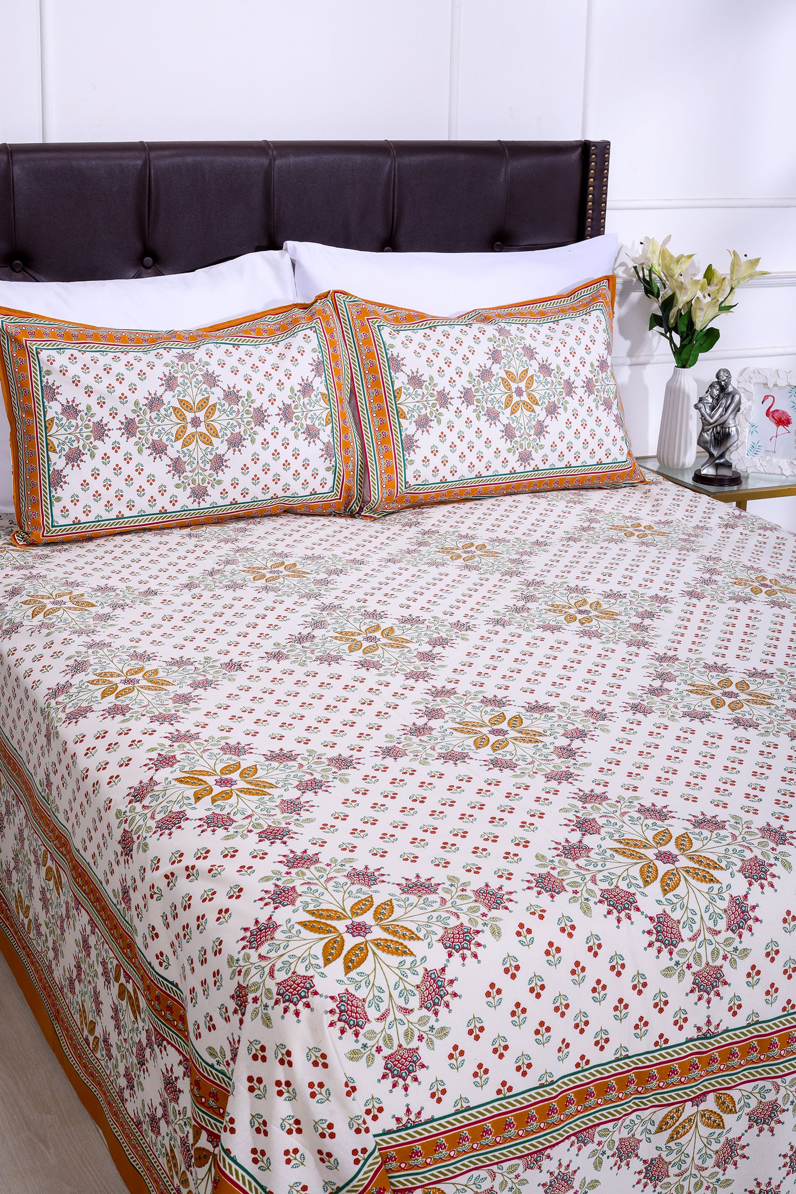 Snowflake Mustard Cotton Bedsheet