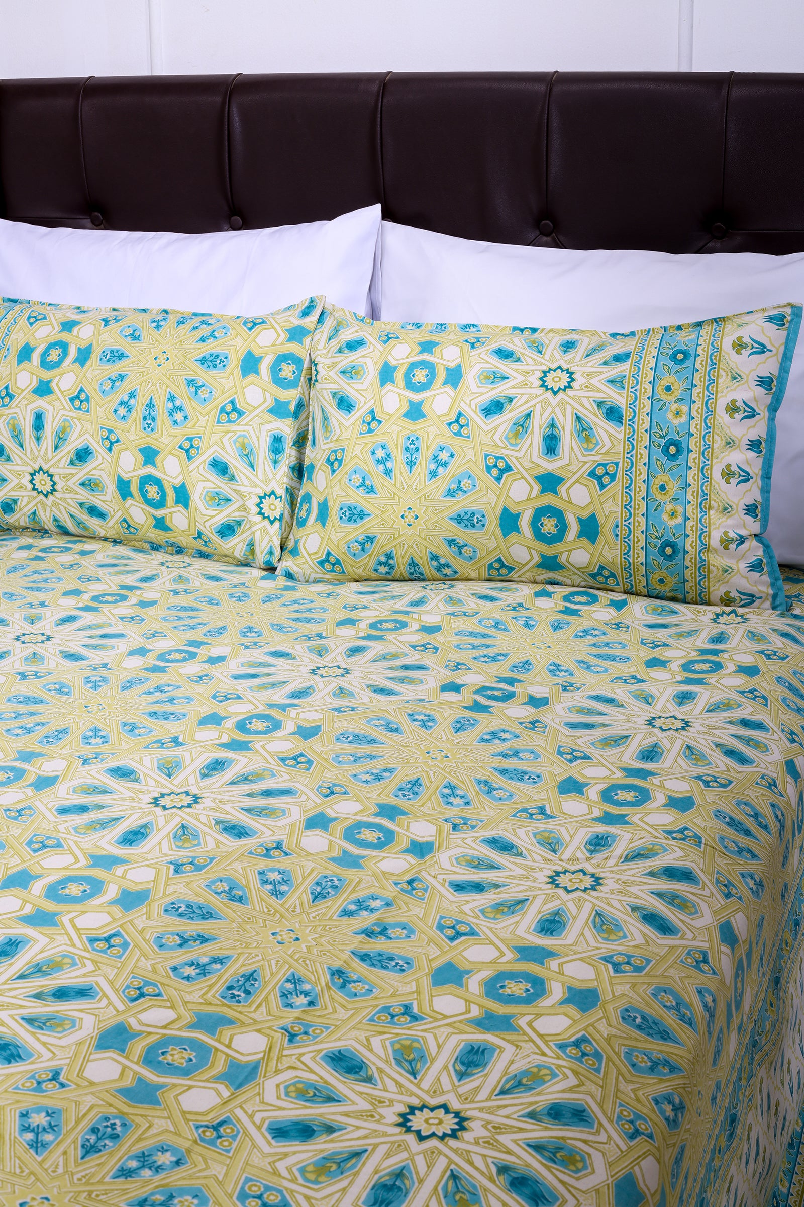 Summer Blossom Turquoise Cotton Bedsheet