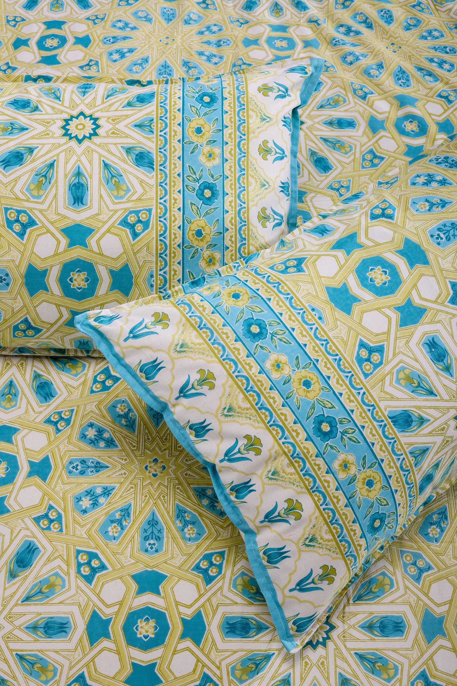 Summer Blossom Turquoise Cotton Bedsheet