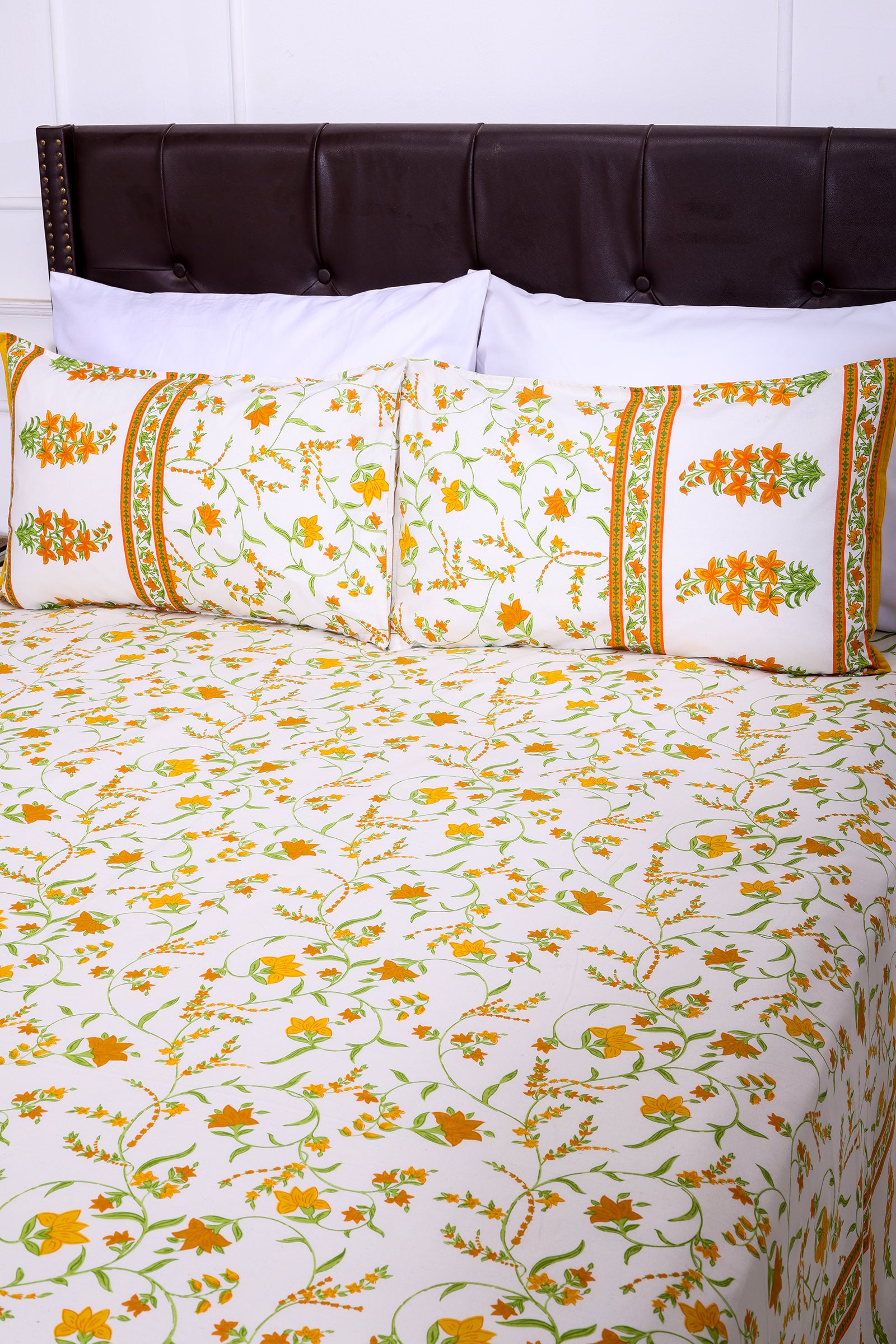 Summer Daisy Mustard Cotton Bedsheet