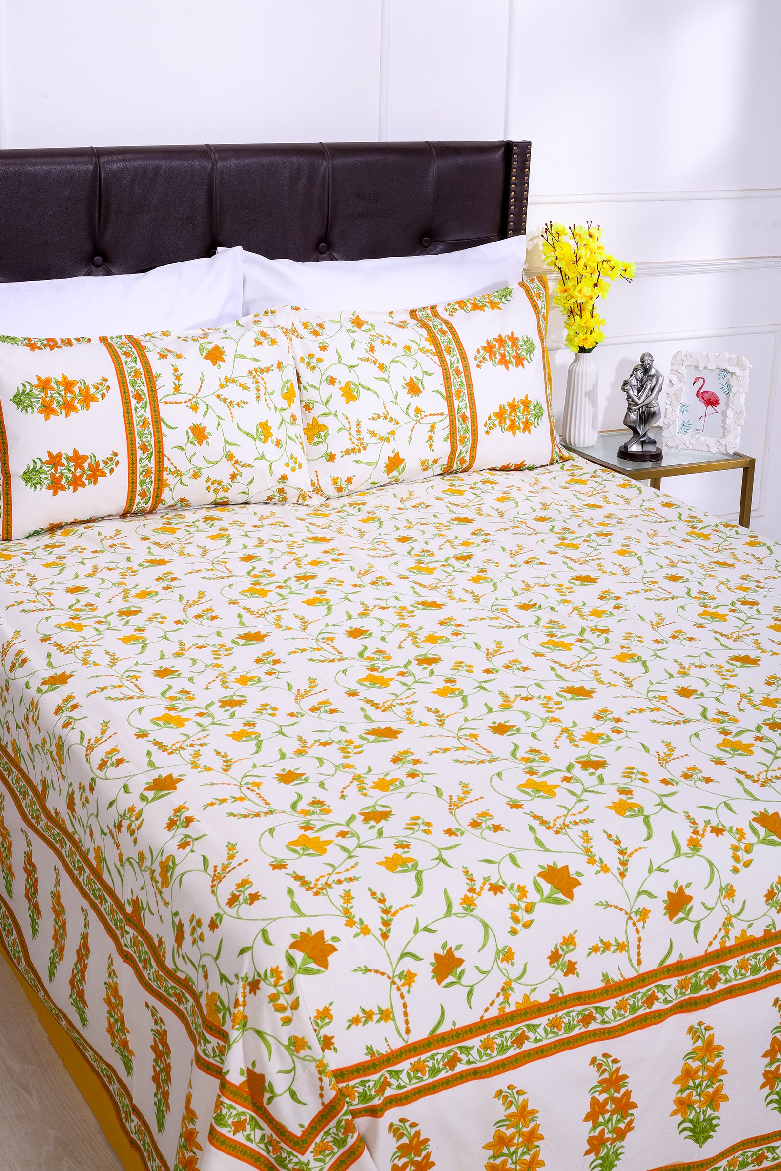 Summer Daisy Mustard Cotton Bedsheet