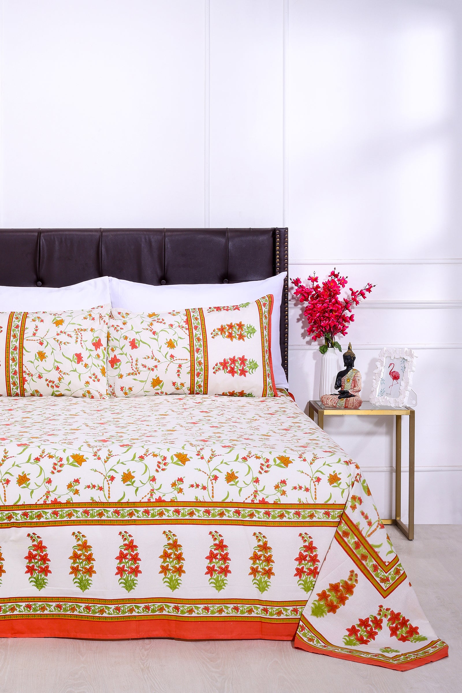 Summer Daisy Orange Cotton Bedsheet