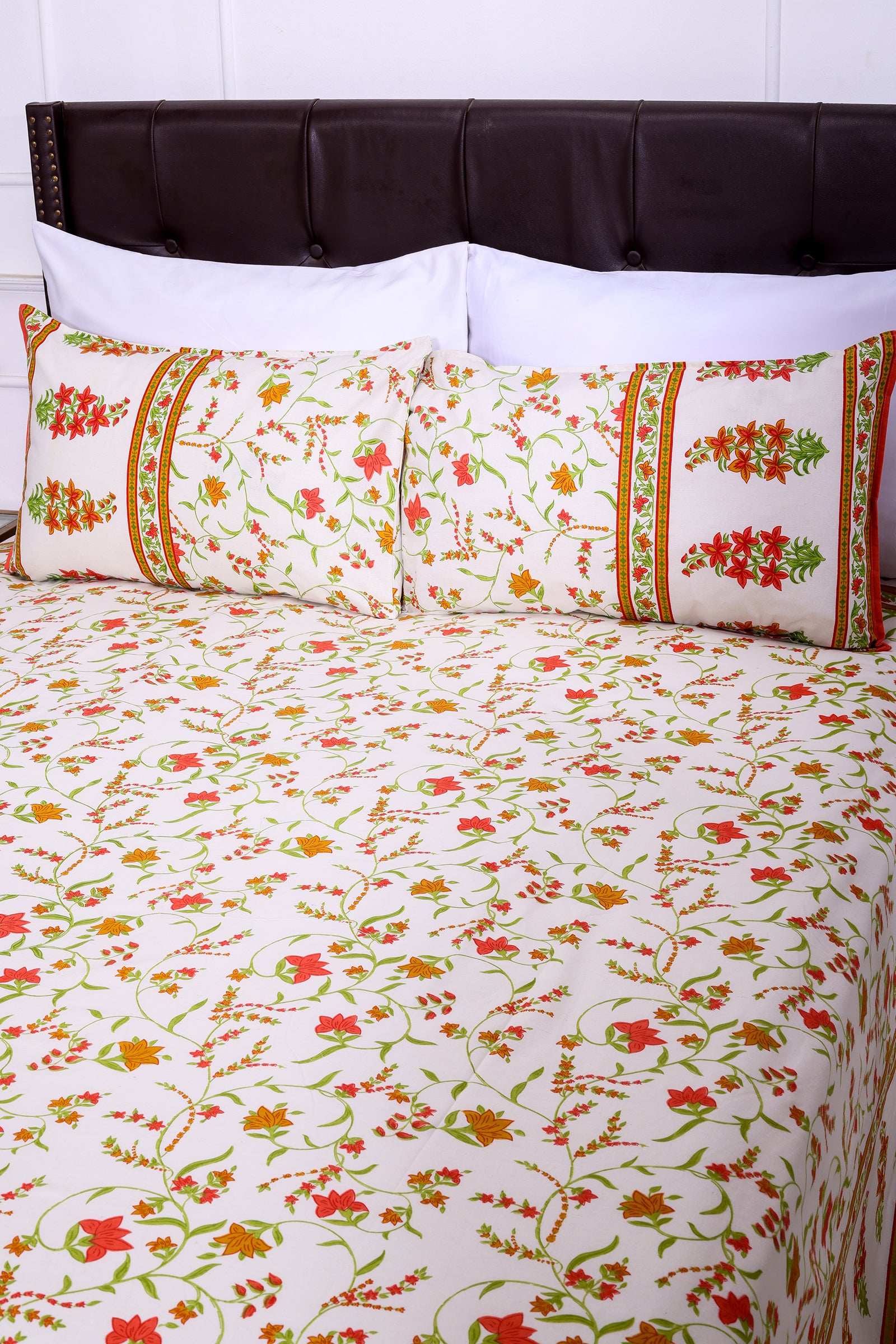 Summer Daisy Orange Cotton Bedsheet