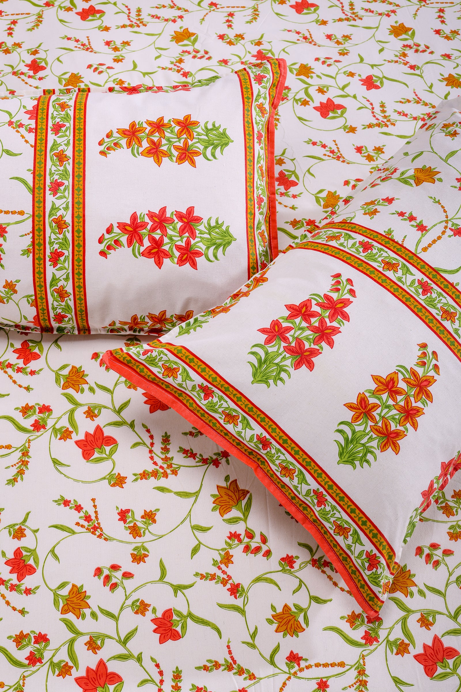 Summer Daisy Orange Cotton Bedsheet