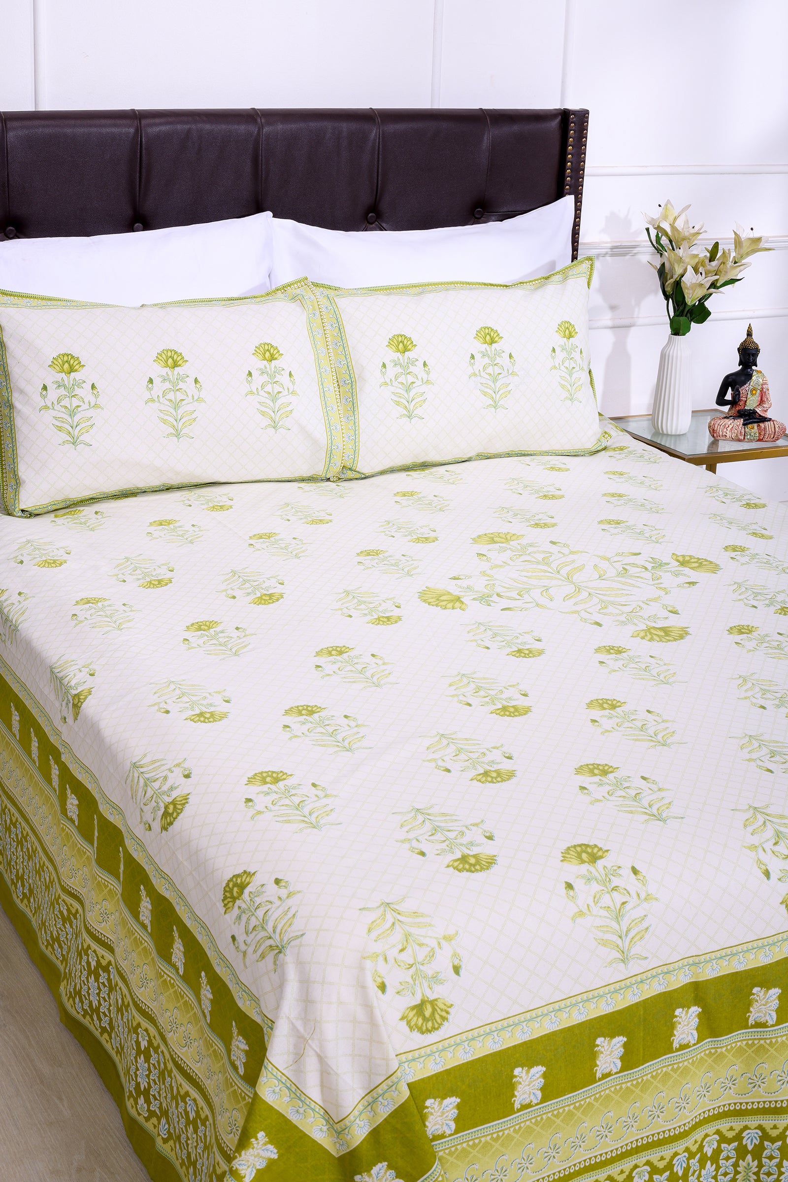 Summer Sorbet Olive Cotton Bedsheet