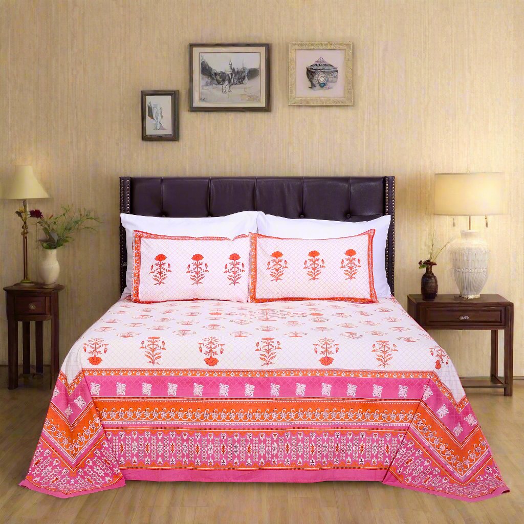 Summer Sorbet Pink Cotton Bedsheet