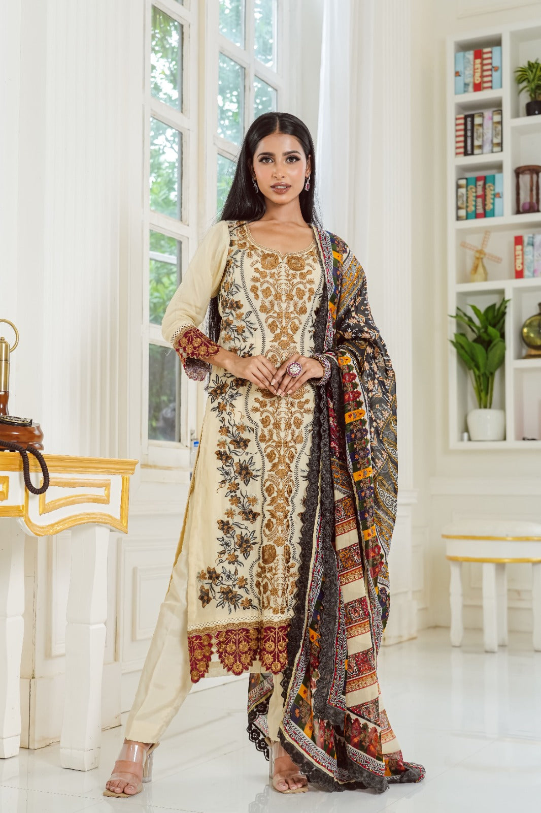 Aizal Shiqua Embroidered Designer Ready to Stitch Suit