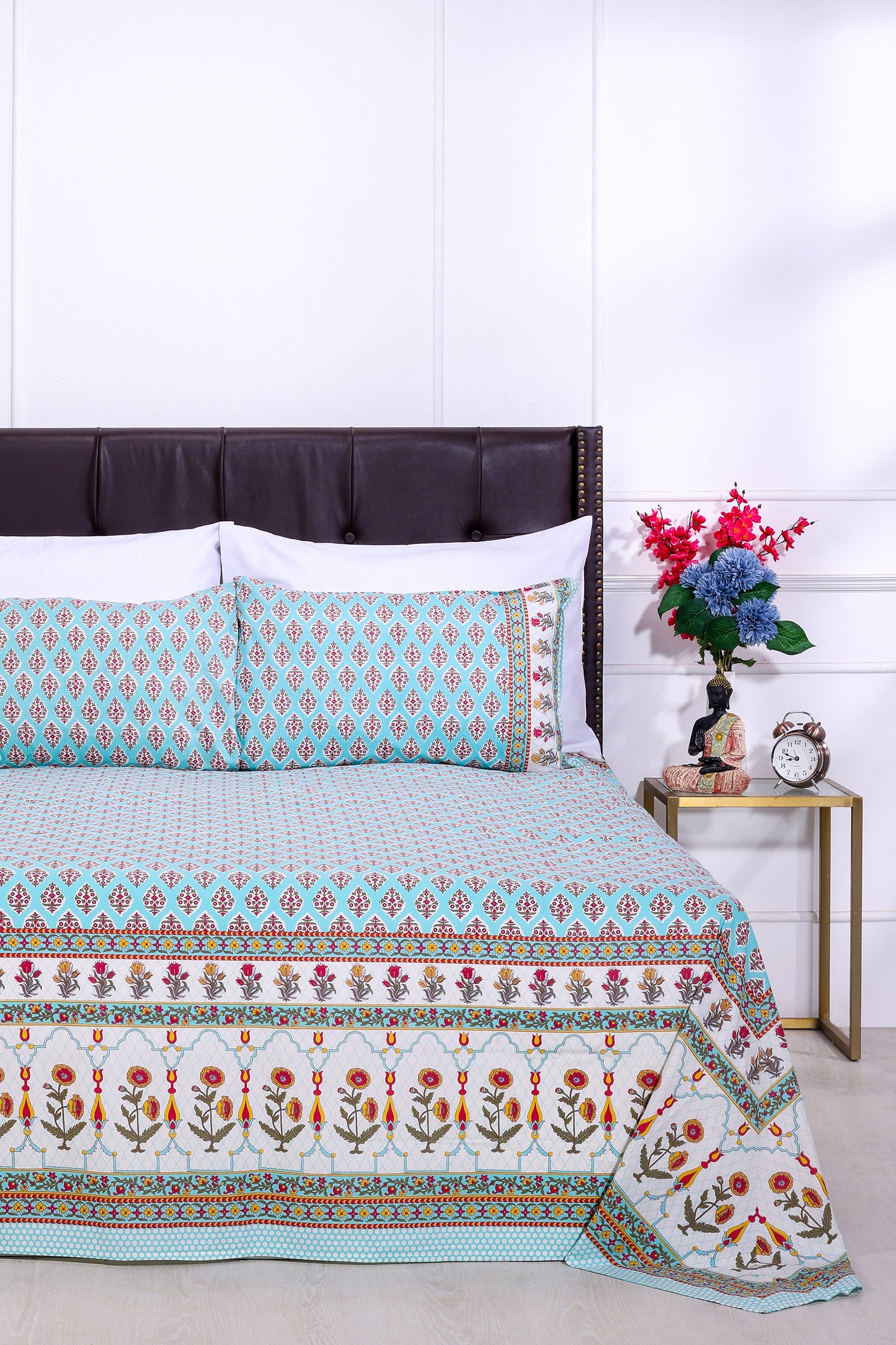 Vandevi Bootah Jaal Aqua Cotton Bedsheet