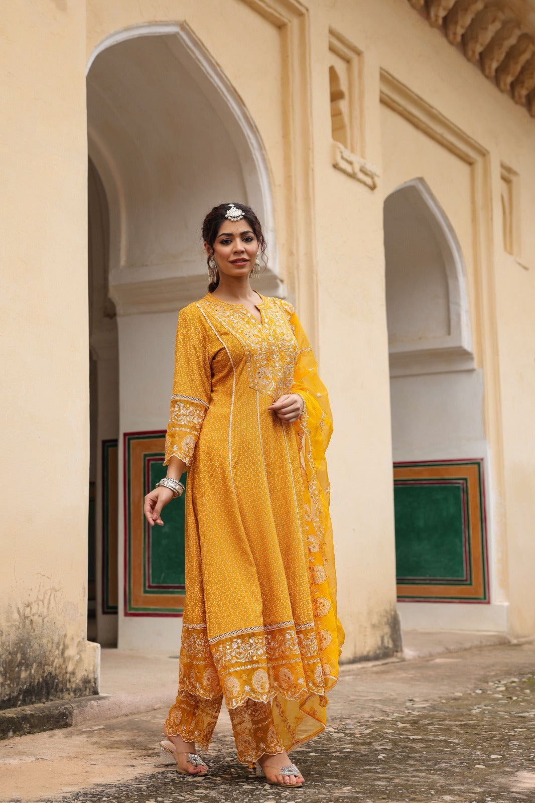 Nayab Aparna Mustard Kurta Set With Dupatta Shahenaz