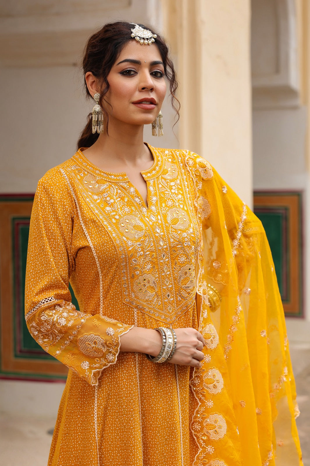 Nayab Aparna Mustard Kurta Set With Dupatta Shahenaz