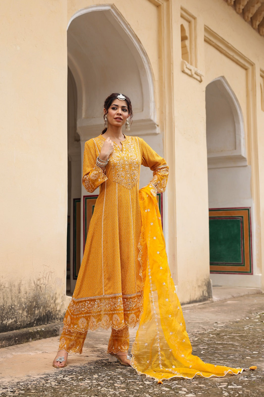 Nayab Aparna Mustard Kurta Set With Dupatta Shahenaz