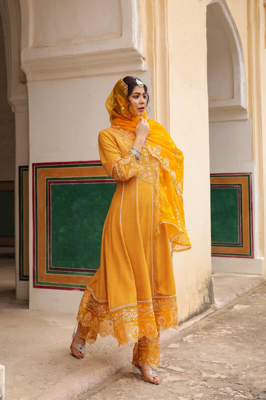 Nayab Aparna Mustard Kurta Set With Dupatta