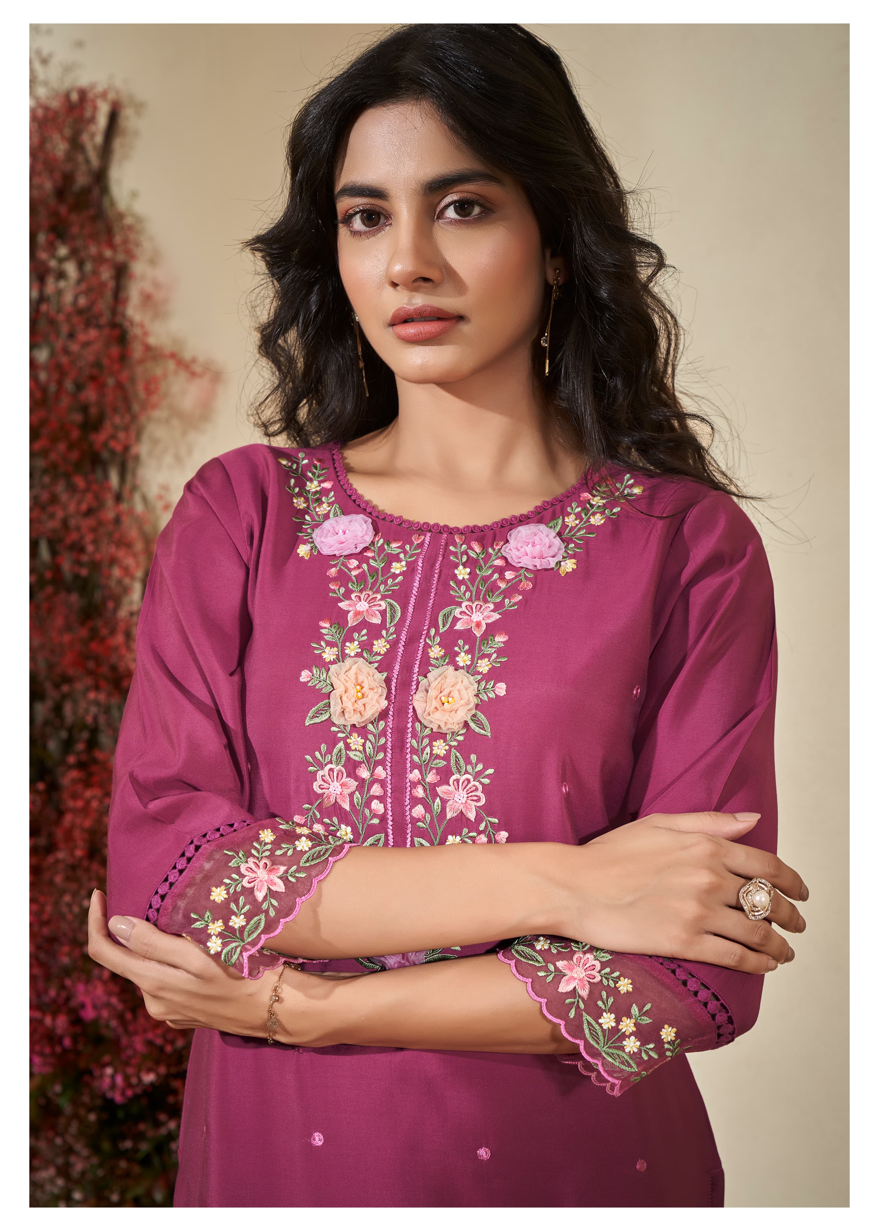 Nayab Anika Magnolia Pink Kurta Set With Dupatta