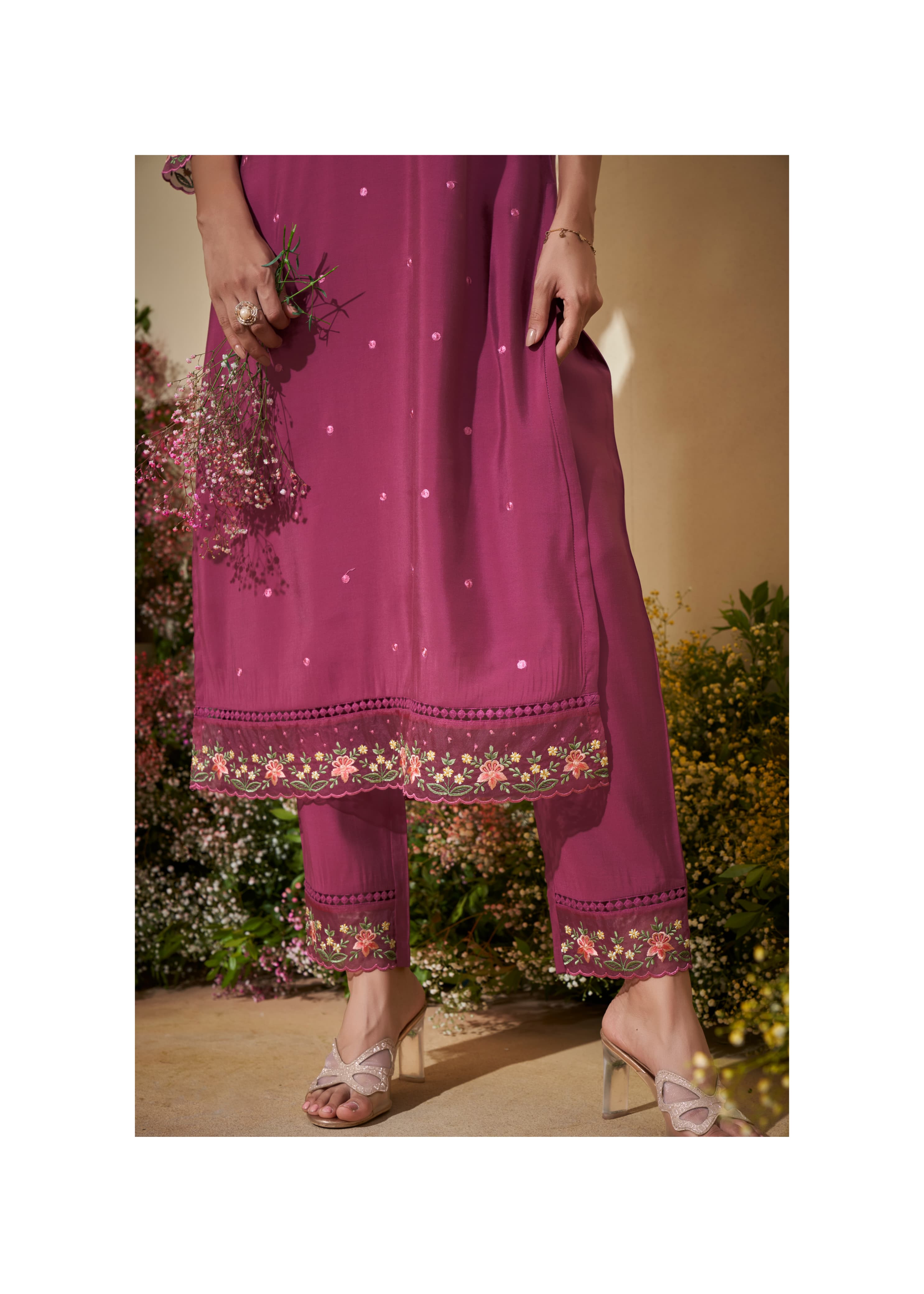 Nayab Anika Magnolia Pink Kurta Set With Dupatta