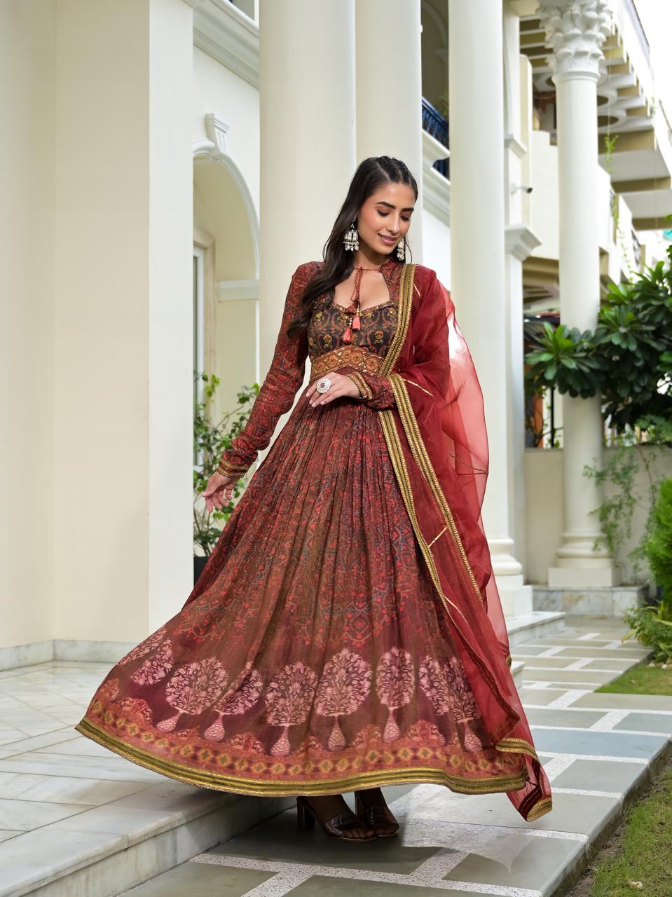 Nayab Ananta Red Anarkali Kurta Set With Dupatta