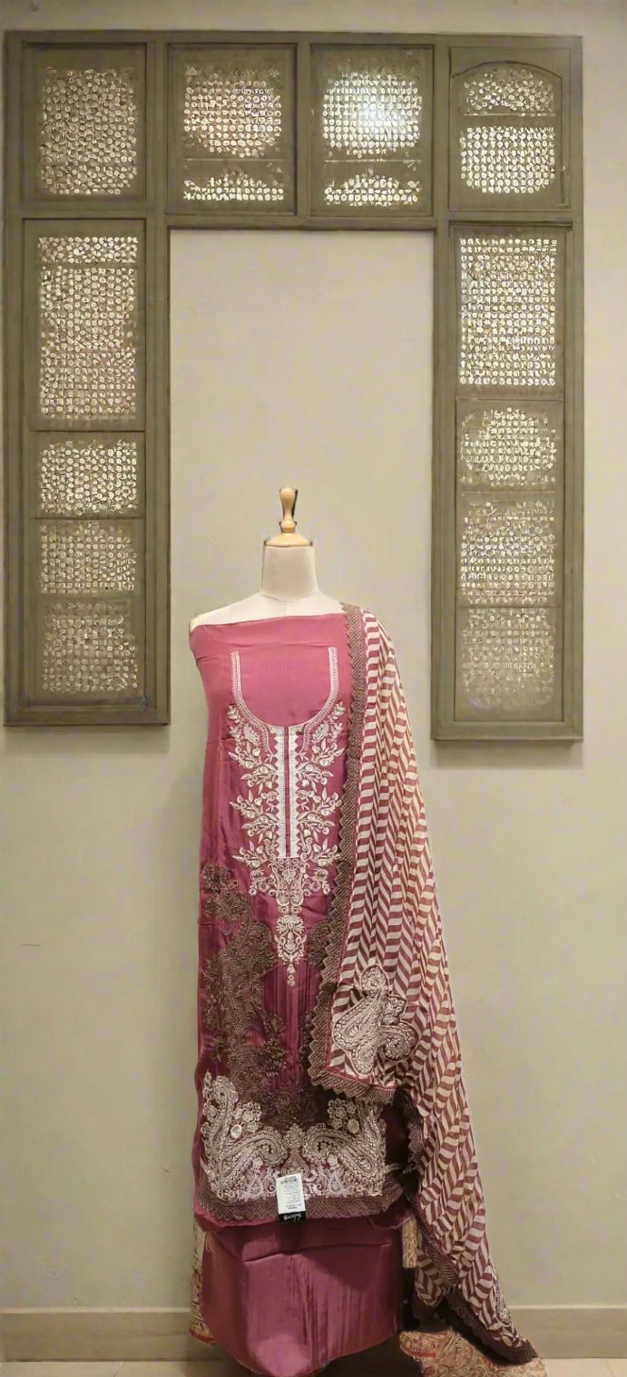 Aizal Trishva Embroidered Designer Ready to Stitch Suit Shahenaz