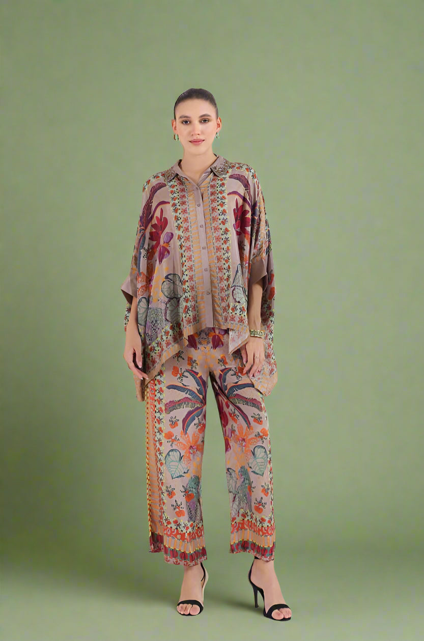 Autumn Blossom Beige Co-ord Set - Set of Two