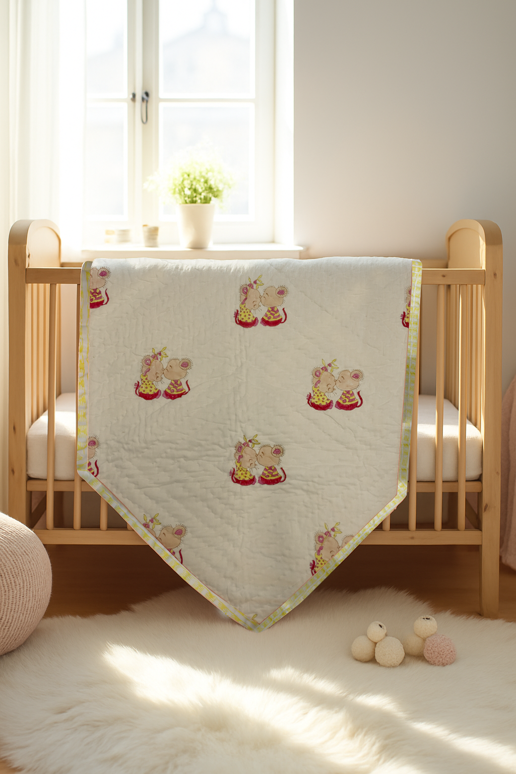 Baby Cute Mouse Pair Cartoon Quilt
