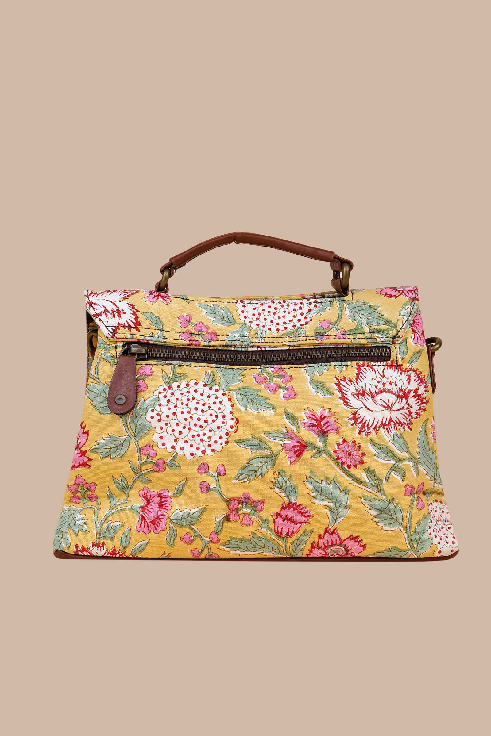 Amalfi Meadows Hand Block Printed Yellow Chique Bag