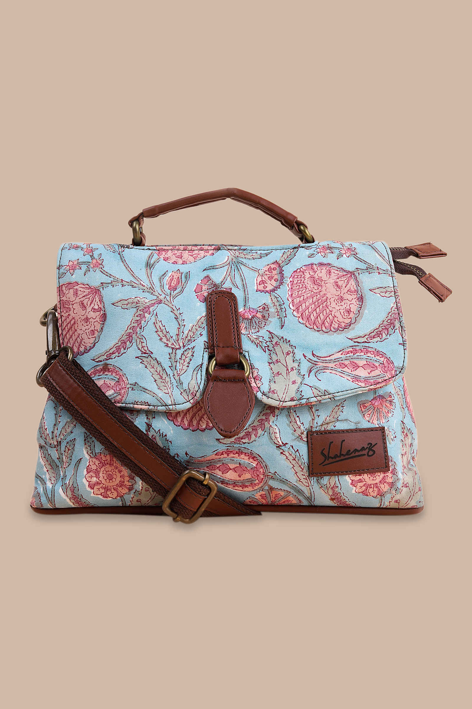 Blue Lagoon Hand Block Printed Pink Chique Bag