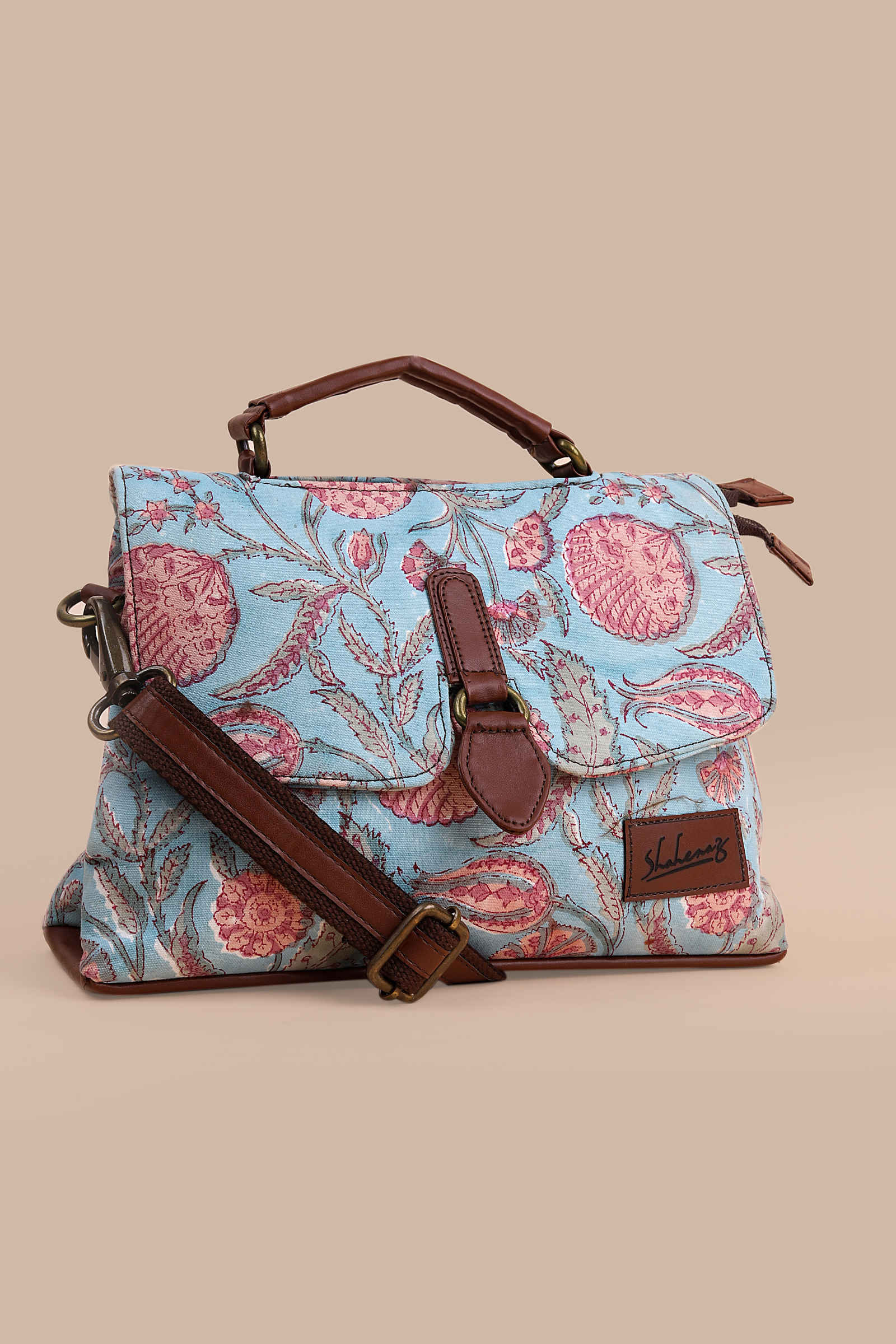 Blue Lagoon Hand Block Printed Pink Chique Bag