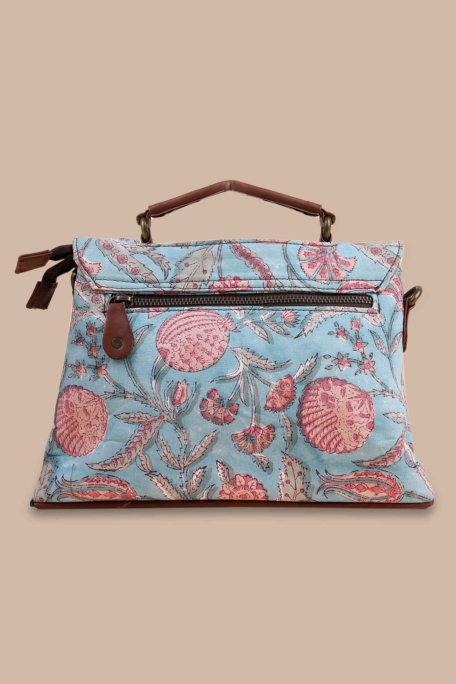 Blue Lagoon Hand Block Printed Pink Chique Bag