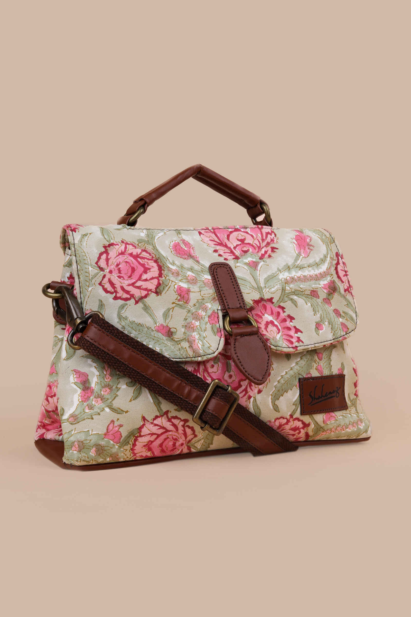 Geneva Garden Hand Block Printed Olive Chique Bag