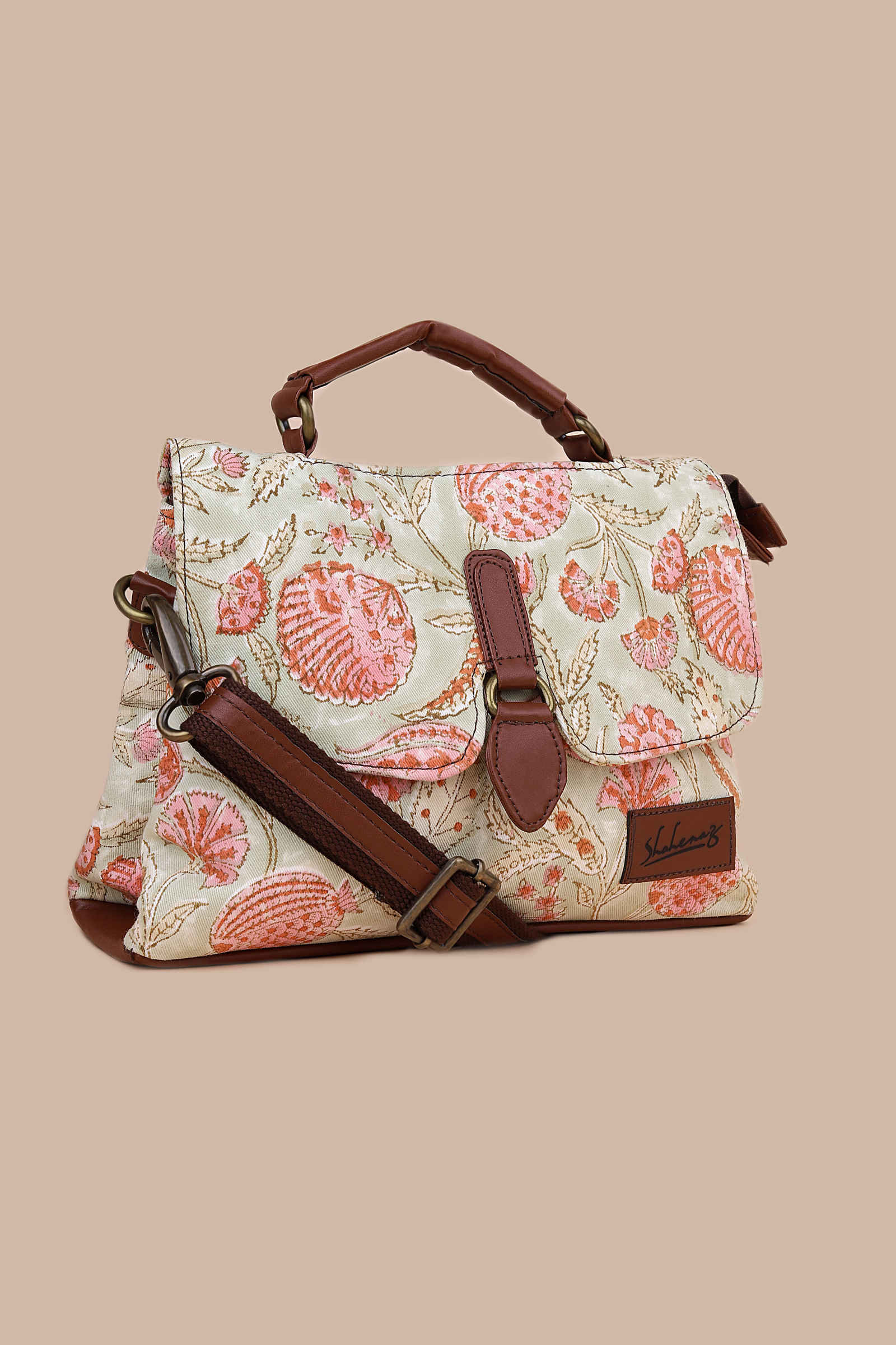 Peruvian Pomegranate Hand Block Printed Pink Chique Bag