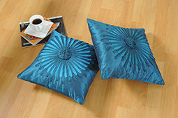 Amodini Floral Patch Cushion Cover (Set Of Two) - shahenazindia