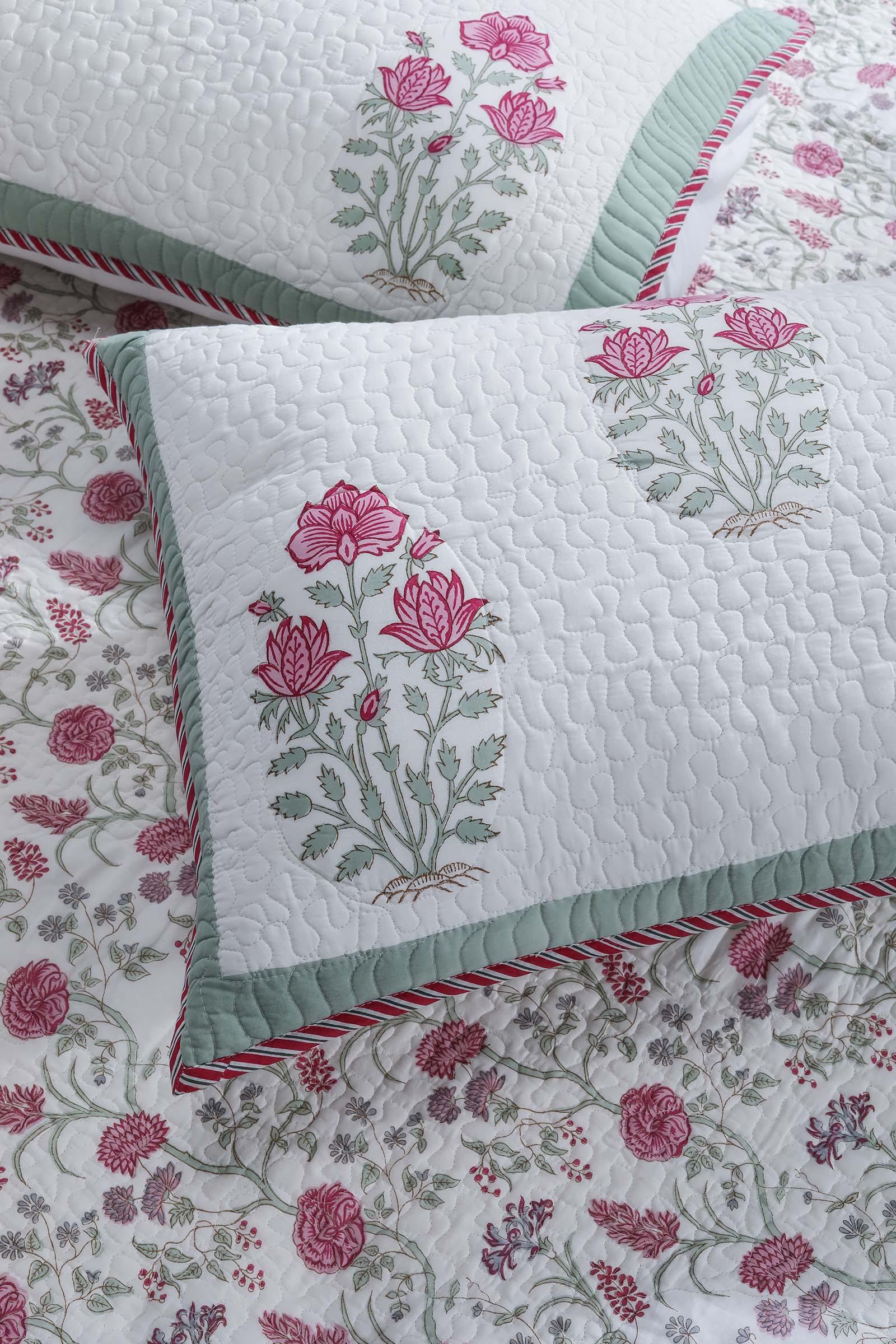 Bagh E Shabnam Quilted Cotton Bedcover - shahenazindia