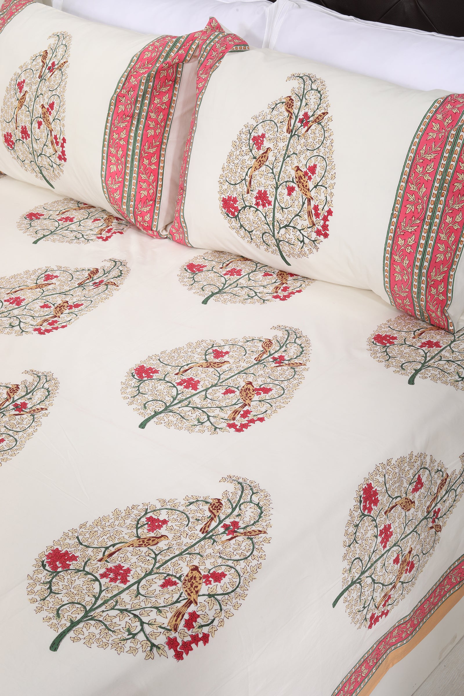 Bagh E Meena Cotton Percale Hand Block Printed Bedsheet - shahenazindia